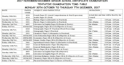 You are currently viewing OFFICIAL  NECO  NOV/DEC 2017 TIME TABLE RELEASED