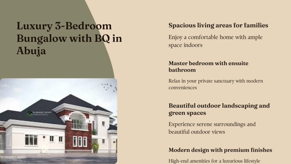 3-Bedroom Detached Pent House Bungalows with BQ (400sqm) in Abuja